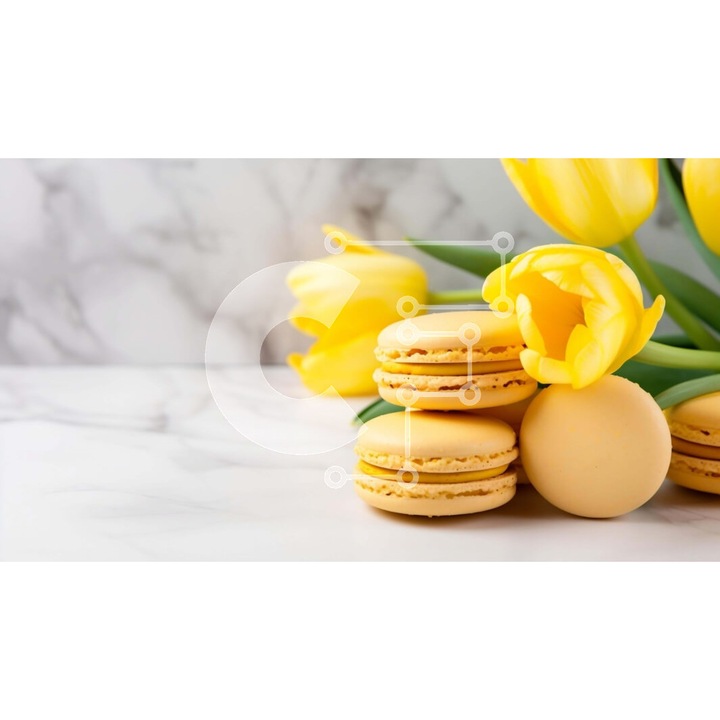 Puzzle din lemn Intrahome, 10x10cm, 25 piese, flori galbene si migdale pe masa de marmura, cutie din lemn wenge