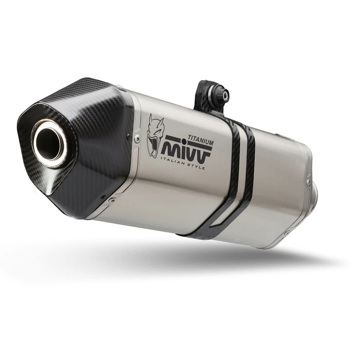 MIVV Speed Edge Slip-on titán kipufogó KTM 1290 Super Adventure/R/S/T modellekhez, hatszögletű design, könnyű súly, karbon védelemmel