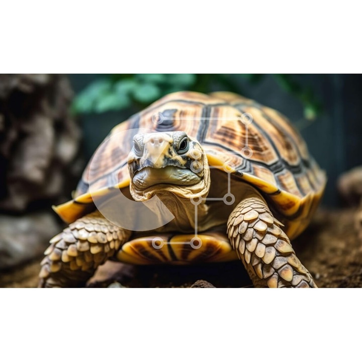 Puzzle din lemn Intrahome, 10x10 cm, 25 piese, imagine broasca testoasa, cutie din lemn wenge