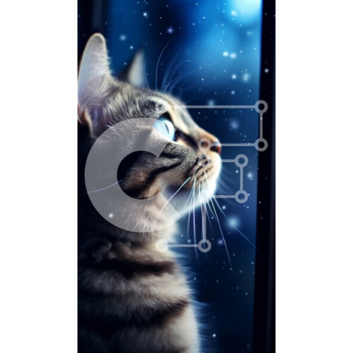 Puzzle Intrahome, 10x10 cm, 25 piese, imagine pisica, cutie din lemn wenge