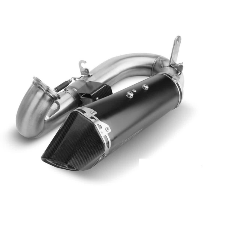 Toba Esapament slip-on MIVV Delta Race, inox negru, pentru Ducati Panigale V2, design conic-hexagonal, capat din carbon 3K