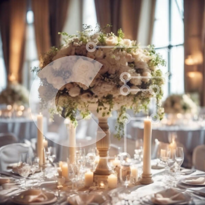 Puzzle Intrahome, 10x10 cm, 25 piese, imagine cu masa decorata cu flori albe si lumanari, cutie din lemn wenge