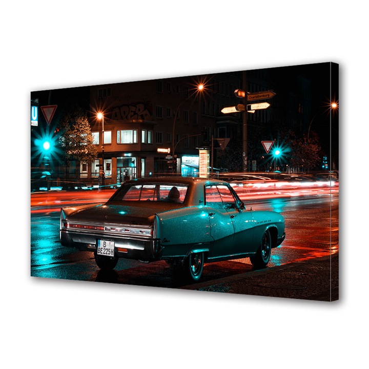 Tablou Canvas Vintage Aspect Retro Orasul neon 40 x 60 cm