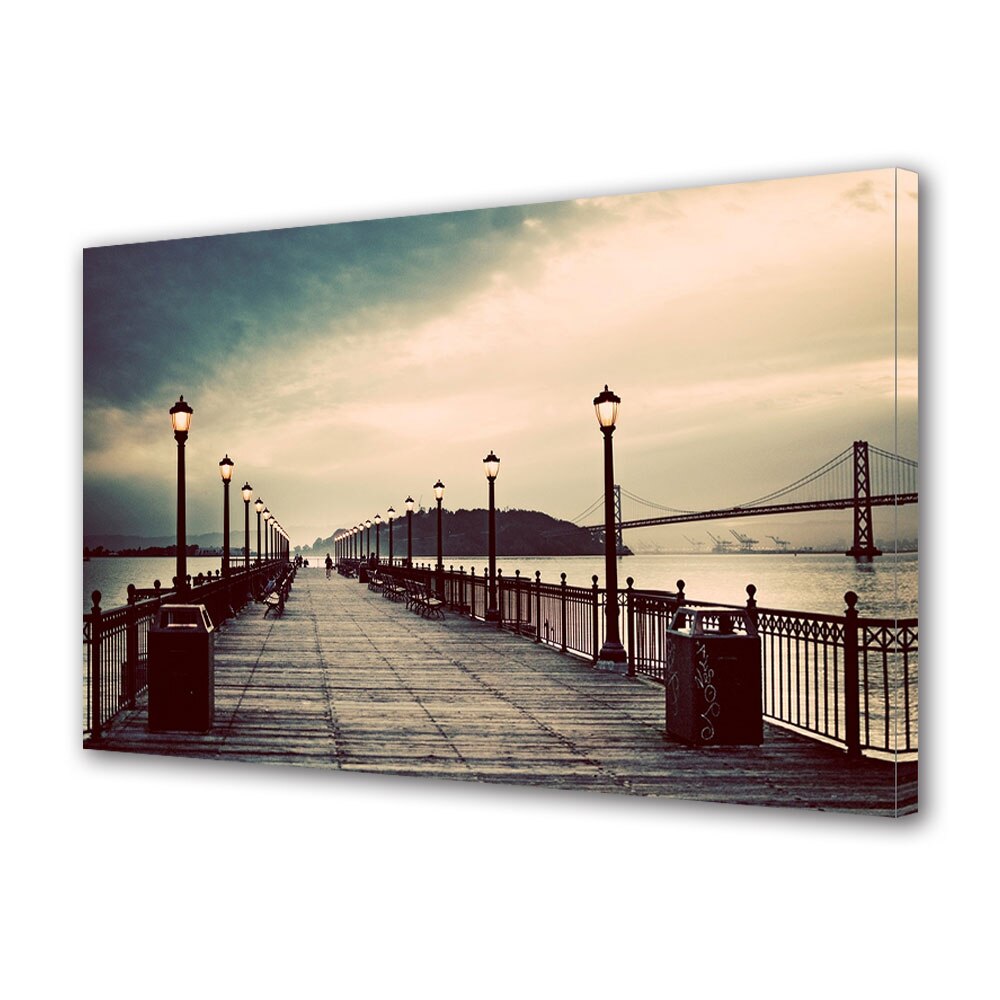 Tablou Canvas Vintage Aspect Retro Ponton iluminat 30 x 45 cm