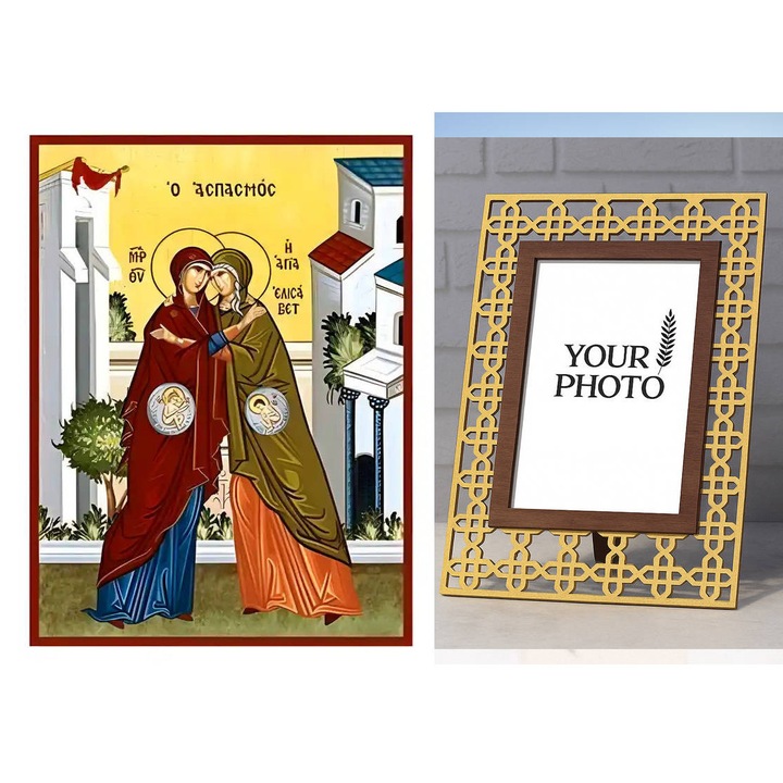 Icoana ortodoxa, Intrahome, Aspasmos, 10x7 cm, lemn