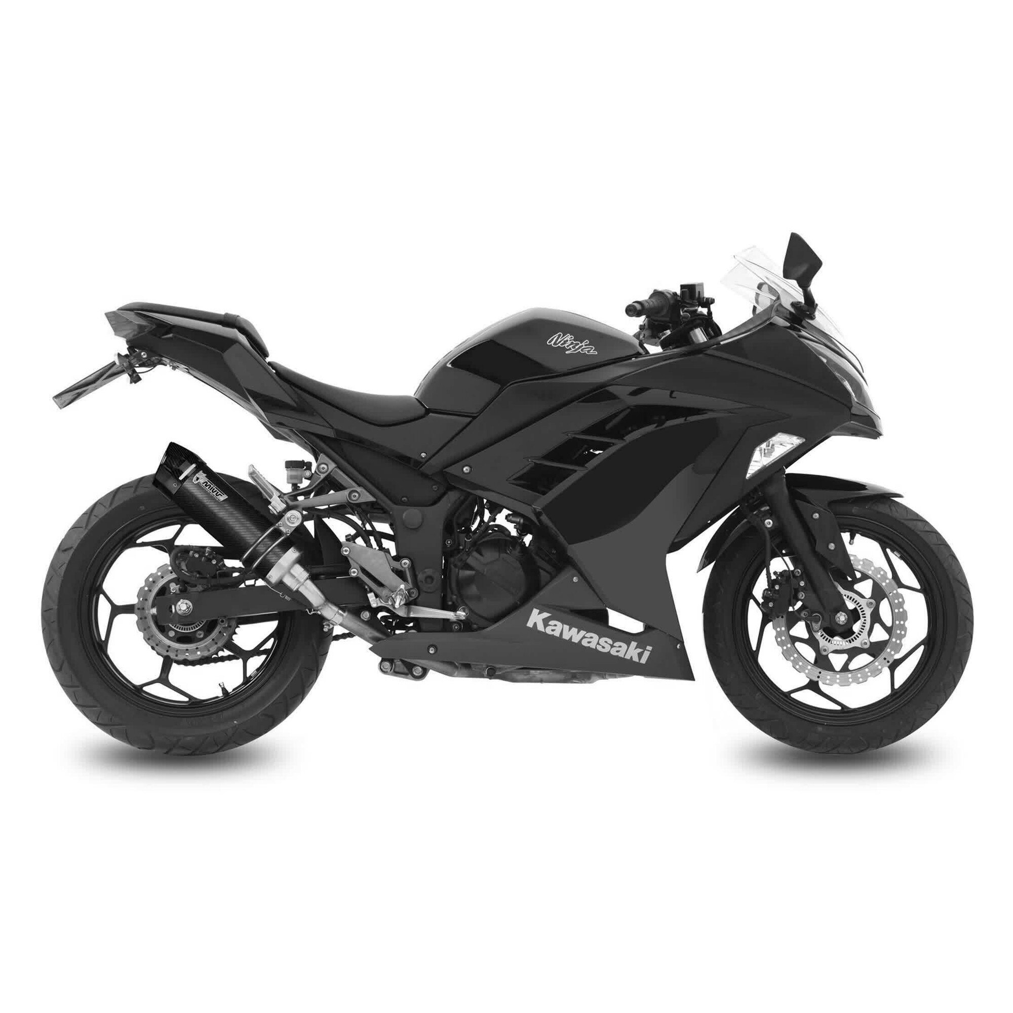 Ауспух MIVV GP Slip-on карбонов за Kawasaki Ninja 300, къс дизайн