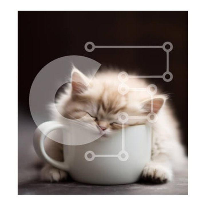 Puzzle Intrahome, 10x10 cm, 25 piese, imagine cu pisicuta, cutie din lemn wenge