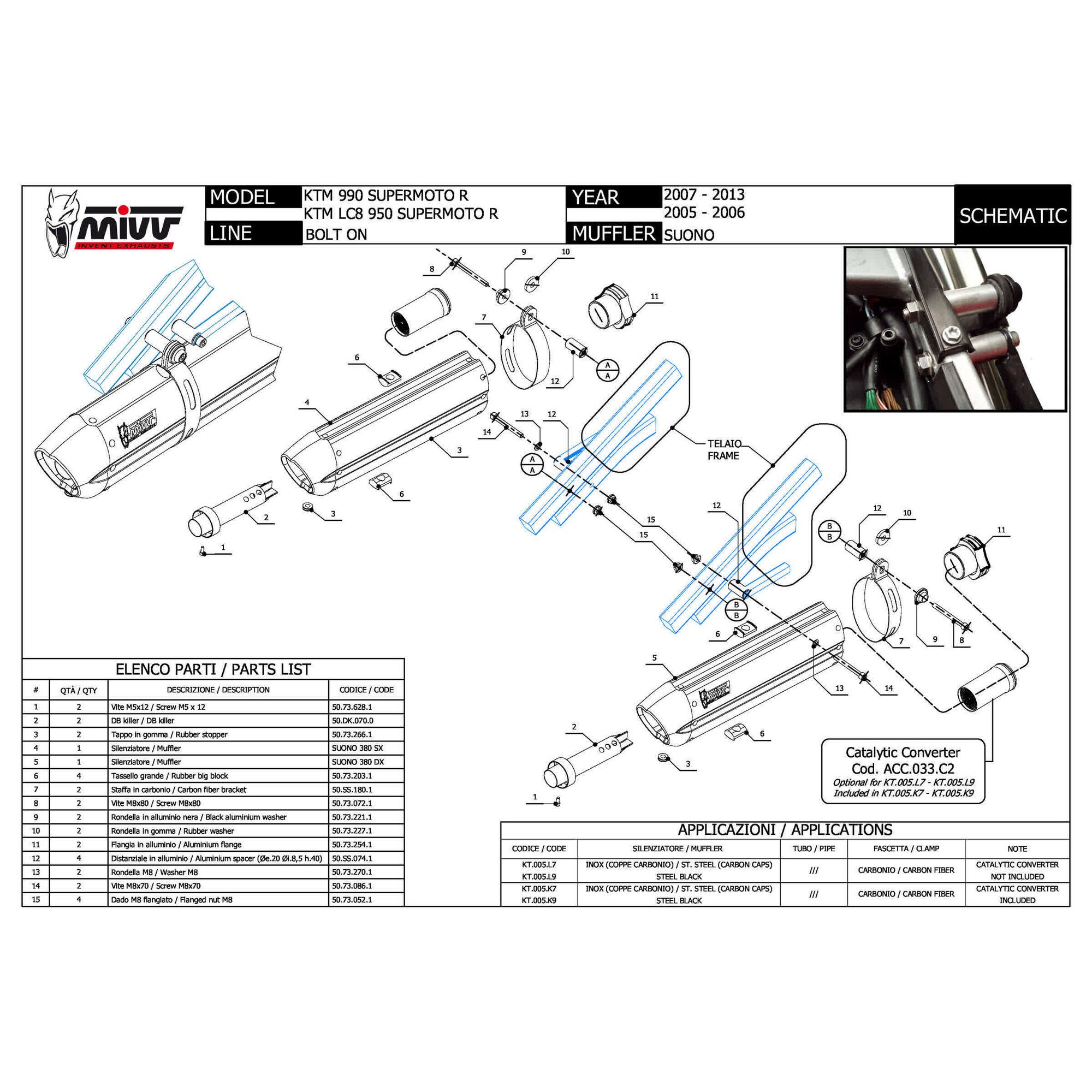 Esapament MIVV Suono dual din inox pentru KTM 990 SUPERMOTO R