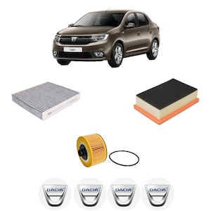 Pachet revizie DACIA LOGAN III (3K_) 1.0 TCe 100 ECO-G din 2021, Contine filtru aer, ulei, polen habitaclu carbon MANN, 4x Stickere cu DACIA