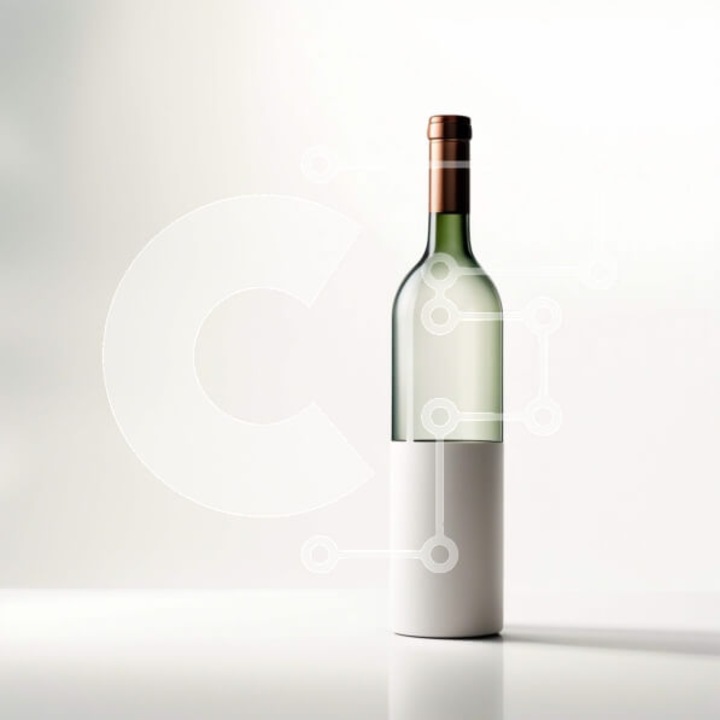 Puzzle din lemn Intrahome, 25 piese, design elegant cu sticla de vin alb pe masa din lemn, 10x10 cm, cutie din lemn wenge.