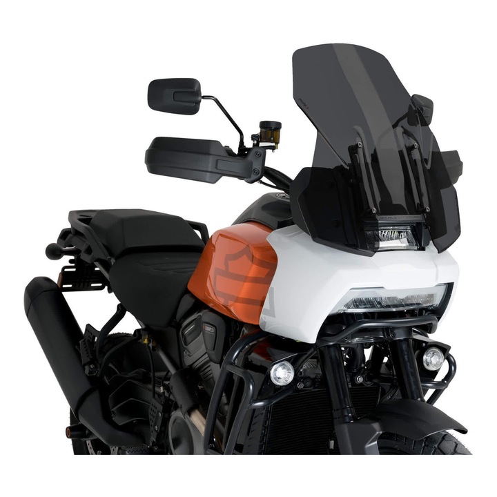 Предно стъкло touring PUIG опушено за мотоциклет, размери 575x470мм, увеличена височина 70мм, устойчив акрилен материал