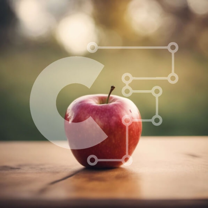 Puzzle din lemn Intrahome, 25 piese, imagine cu melo rosu pe masa din lemn, dimensiuni 10x10 cm, cutie din lemn wenge.