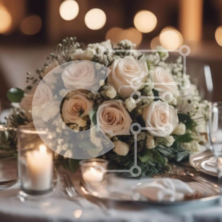 Puzzle din lemn Intrahome - Set 25 piese, masa eleganta cu trandafiri albi si lumanari, 10x10 cm, cutie din lemn wenge