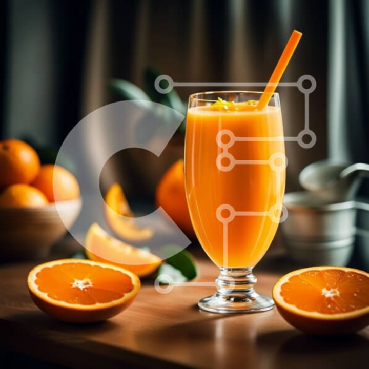 Puzzle din lemn Intrahome, set 25 piese, imagine cu pahar portocaliu pe masa, 10x10 cm, culoare multicolor