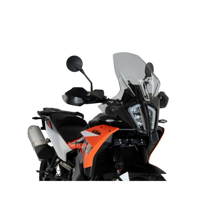Parbriz touring PUIG, fumuriu deschis, 650x455mm, inaltime crescuta 100mm, acrilic rezistent UV, pentru Ktm
