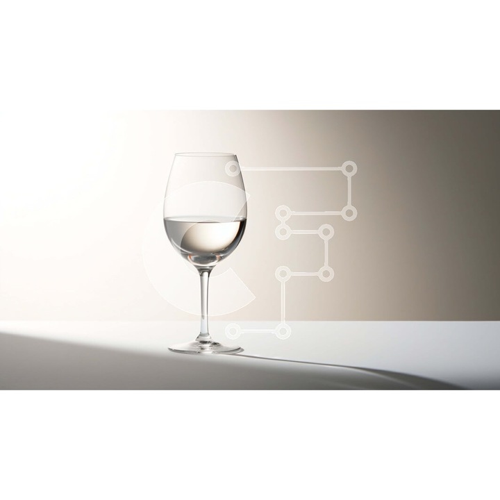 Puzzle din lemn Intrahome, 25 piese, imagine cu pahar de vin alb pe masa minimalista, 10x10 cm, cutie din lemn wenge