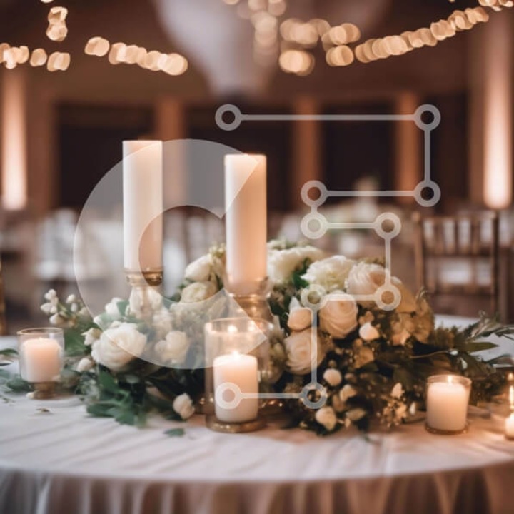 Puzzle din lemn Intrahome, 10x10 cm, 25 piese, masa alba cu lumanari si flori, cutie din lemn wenge