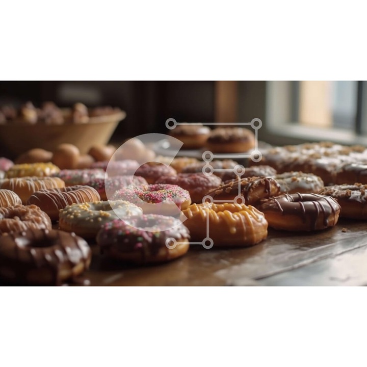 Puzzle din lemn Intrahome, 25 piese, diverse loukoumades pe masa, 10x10 cm, cutie din lemn wenge