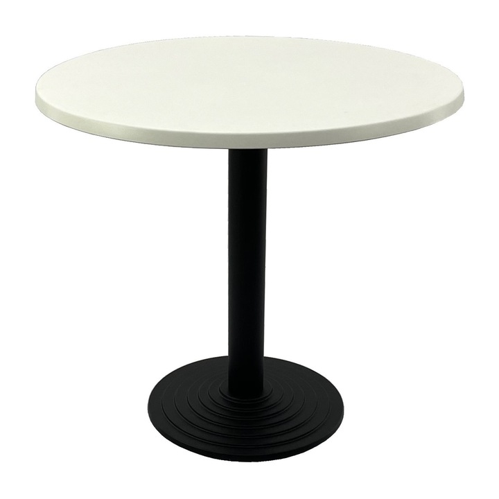 Masa restaurant rotunda D90xh74cm Raki Uni Art, blat werzalit si picior metalic negru