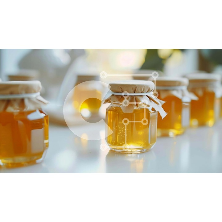 Puzzle din lemn Intrahome, baza cu miere pe masa alba, flori si plante, set 25 piese, dimensiuni 10x10 cm