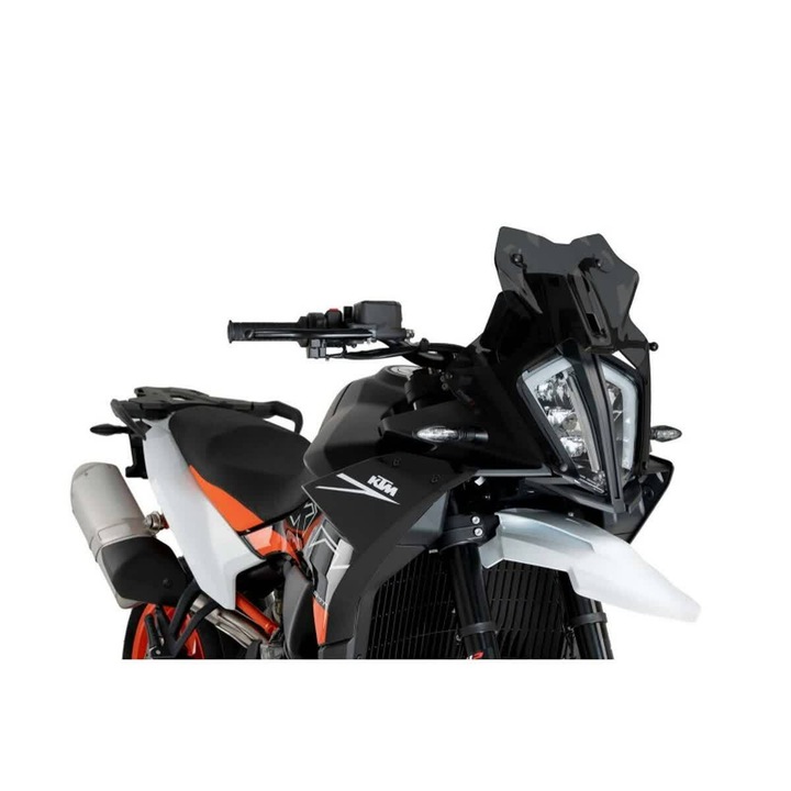 Parbriz sport moto PUIG, fumuriu 420x365mm, rezistent UV, profil rotunjit, pentru motociclete Ktm