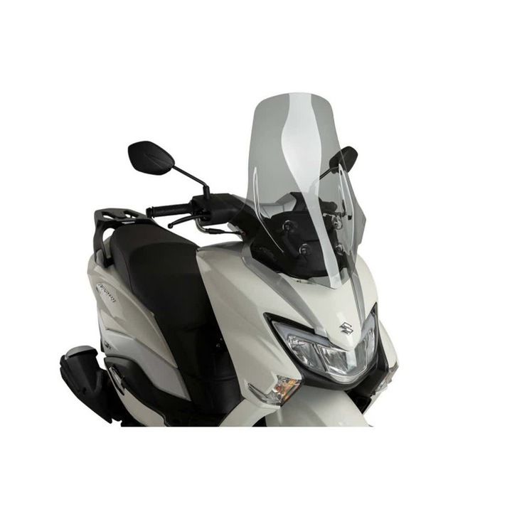 PUIG v-tech túra szélvédő motorkerékpárhoz, világos füst, 580x470mm, 215mm megnövelt magasság, MPPA anyag, Suzuki Burgman EX Street