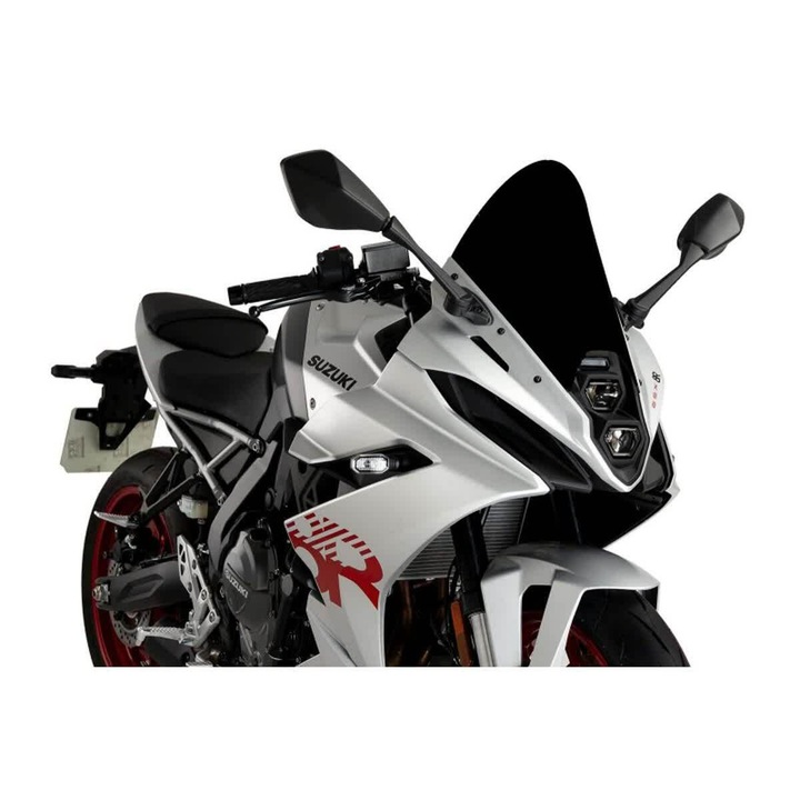 PUIG motorkerékpár szélvédő, fekete, 385x305mm, magasság +85mm, UV-álló, lekerekített profil, Suzuki GSX-8R-hez