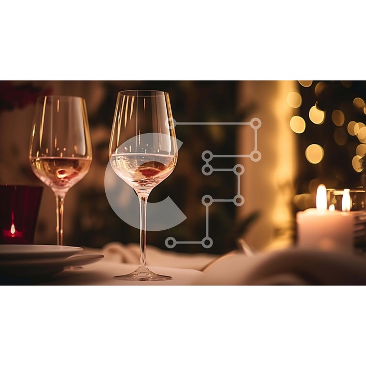 Puzzle din lemn Intrahome - Romantica masa cu pahare si lumanari, set 25 piese, 10x10 cm, cutie din lemn wenge