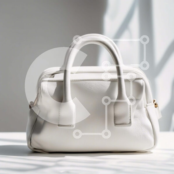 Puzzle din lemn Intrahome, 10x10 cm, 25 piese, imagine cu geanta pe masa, cutie din lemn wenge