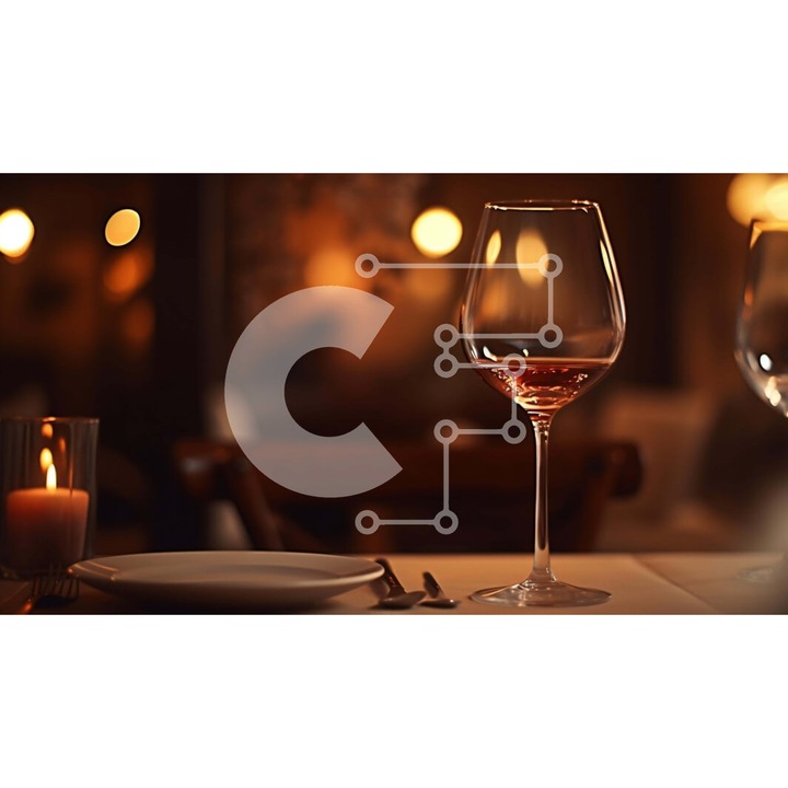 Puzzle din lemn Intrahome - Compunere masa cu pahare de vin si lumanare, 10x10 cm, 25 piese, cutie din lemn wenge