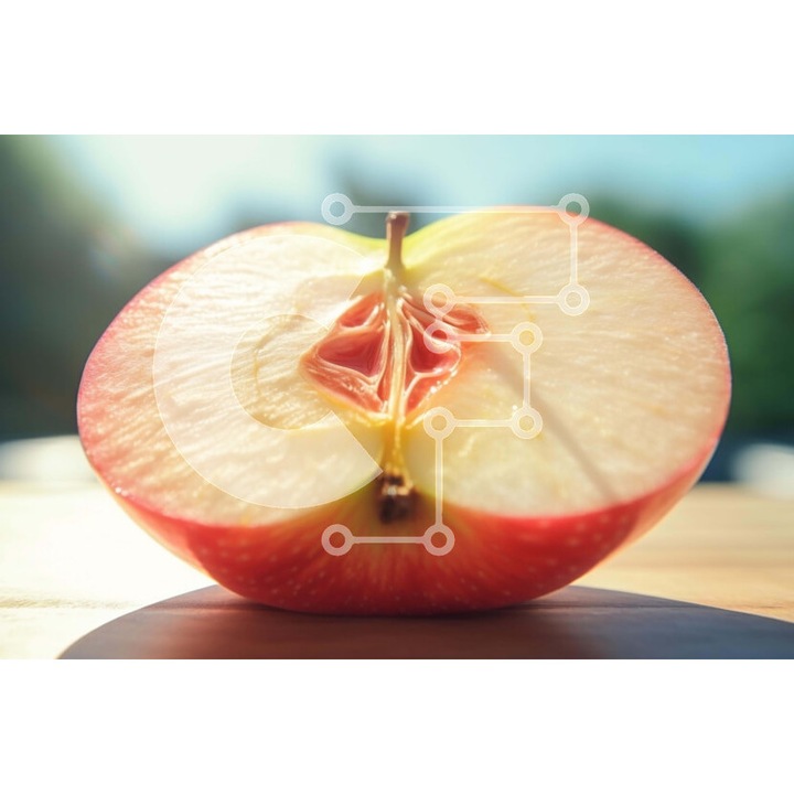 Puzzle din lemn Intrahome, 10x10cm, 25 piese, imagine cu fructe pe masa, cutie din lemn wenge