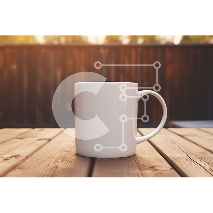 Puzzle din lemn Intrahome - Adeia cupa de cafea pe masa din lemn, 25 piese, 10x10 cm, cutie din lemn wenge