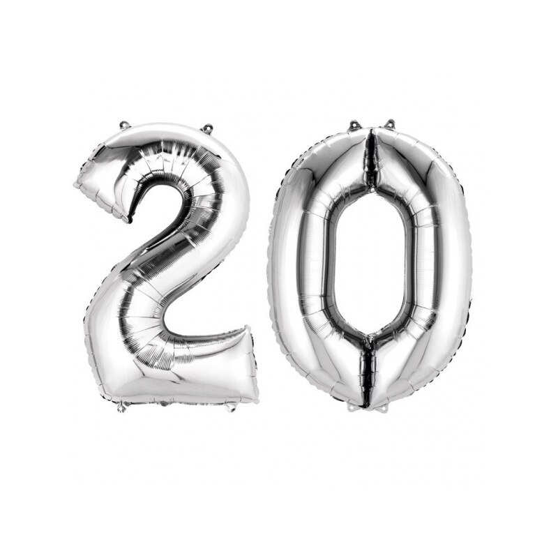 Pachet baloane folii mari numarul 20 argintiu - 86cm, Amscan 33868