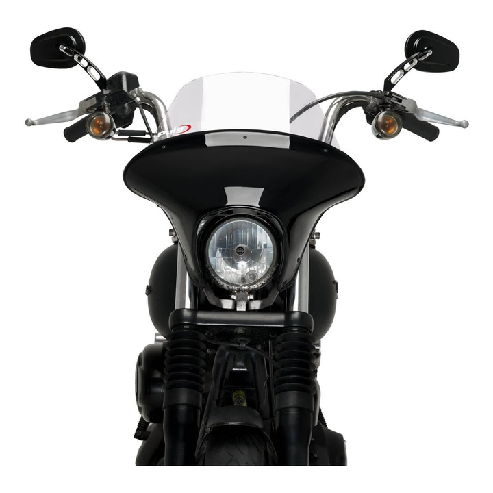 Предно стъкло touring PUIG batwing SML, прозрачно, 490x480мм, ABS държач гланц черно, включен монтажен комплект
