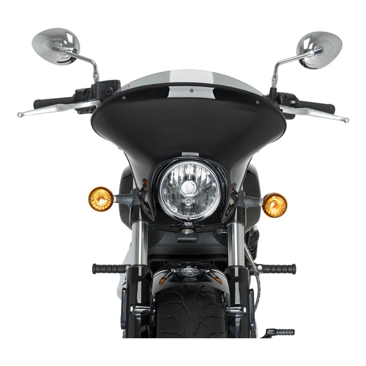 Предно стъкло PUIG Batwing SML Sport, светло опушено, 365x480мм, лъскава черна ABS стойка, включен монтажен комплект