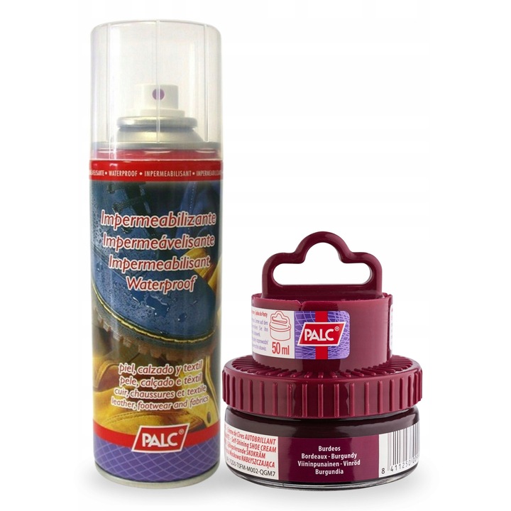 Set de ingrijire a incaltamintei, crema de pantofi, crema de pantofi 2 in 1 50ml bordo, impregnare aqua stop 200ml, renovare eficienta, protectie impotriva umezelii, aplicare usoara, utilizare universala, set de 2, material: pasta crema si impregnare