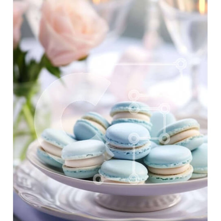 Puzzle din lemn Intrahome, 10x10cm, 25 piese, mancare cu paste albastre si vin pe masa cu trandafiri roz, cutie din lemn wenge