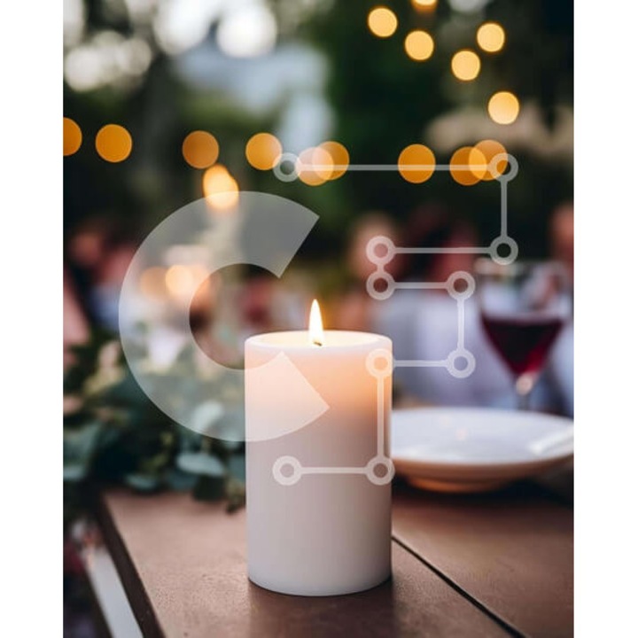 Puzzle din lemn Intrahome, 25 piese, 10x10cm, imagine cu masa in exterior, cutie din lemn wenge