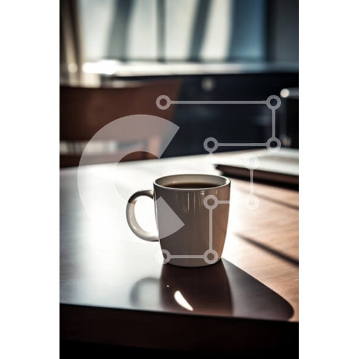 Puzzle din lemn Intrahome - Koupa de cafea pe masa din lemn, 25 piese, 10x10 cm, cutie din lemn wenge