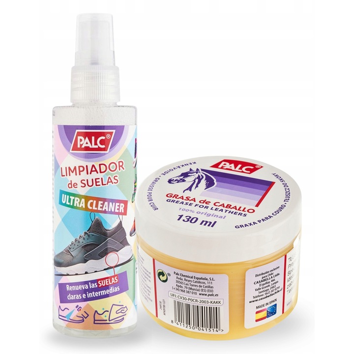 Set de ingrijire a incaltamintei, degete, grasime incolora 130 ml, curatitor 100 ml, impermeabil, renovare eficienta, protectie impotriva umezelii, utilizare universala, incolor, 2 piese, creeaza un strat impermeabil durabil, patrunde adanc in structura