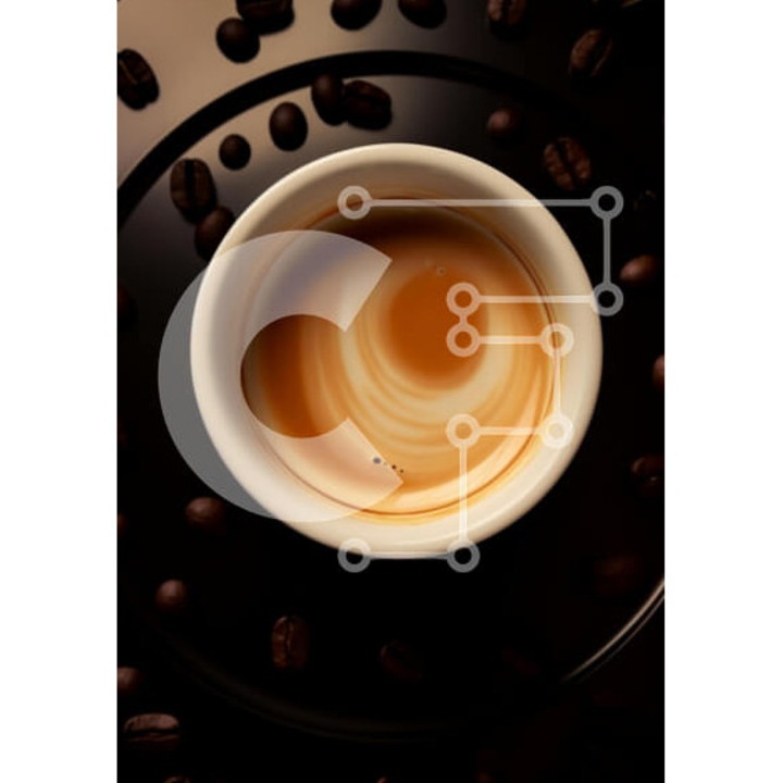 Puzzle din lemn Intrahome - Phlitzani cafea si fasole pe masa, 10x10 cm, 25 piese, cutie din lemn wenge