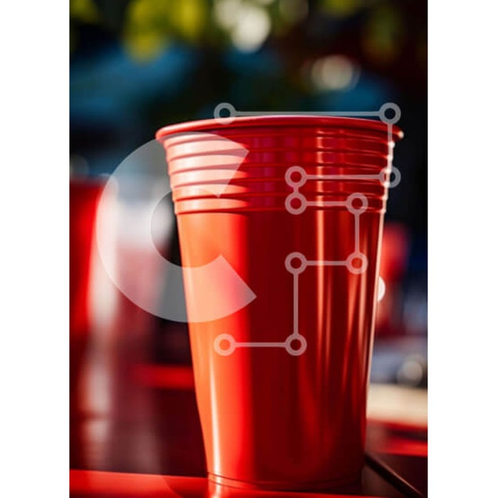 Puzzle din lemn Intrahome, 25 piese, imagine cu cupe rosii pe masa, 10x10 cm, cutie din lemn wenge