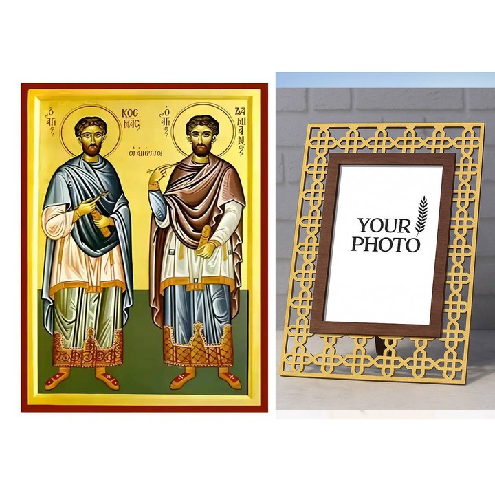 Icoana ortodoxa, Intrahome, Sf. Anargyroi, lemn, 10x7 cm