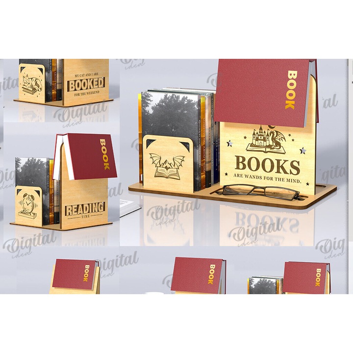 Rafturi 3D din lemn, Intrahome, set 2 bucati, dimensiuni 30x20 cm si 3x3 cm, plywood 3mm-4mm