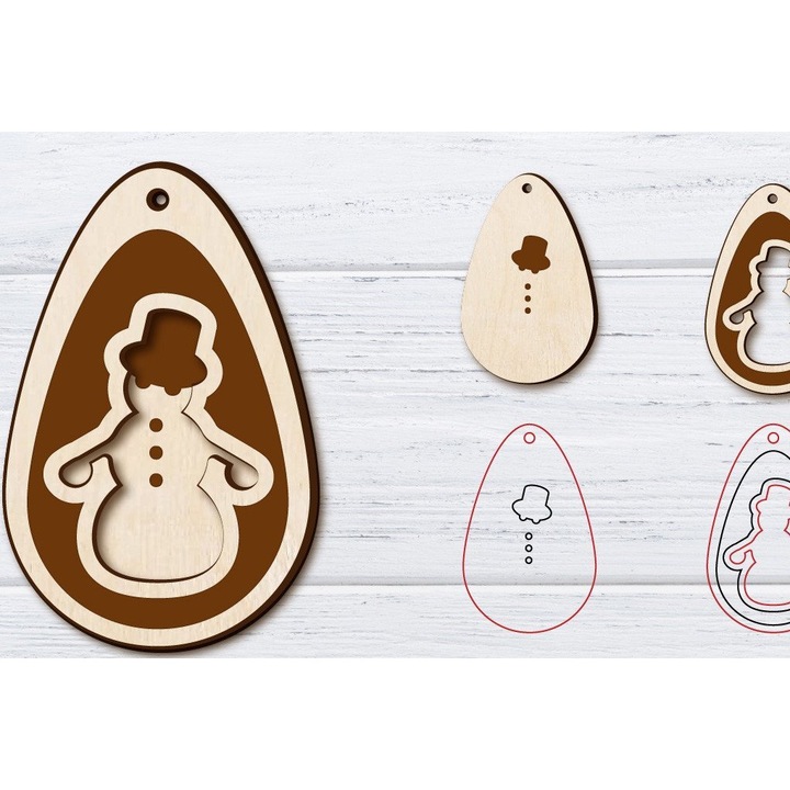 Cercei de Craciun din lemn, Intrahome, 3x3 cm, set cu 2 straturi, pentru decoratiuni si proiecte DIY