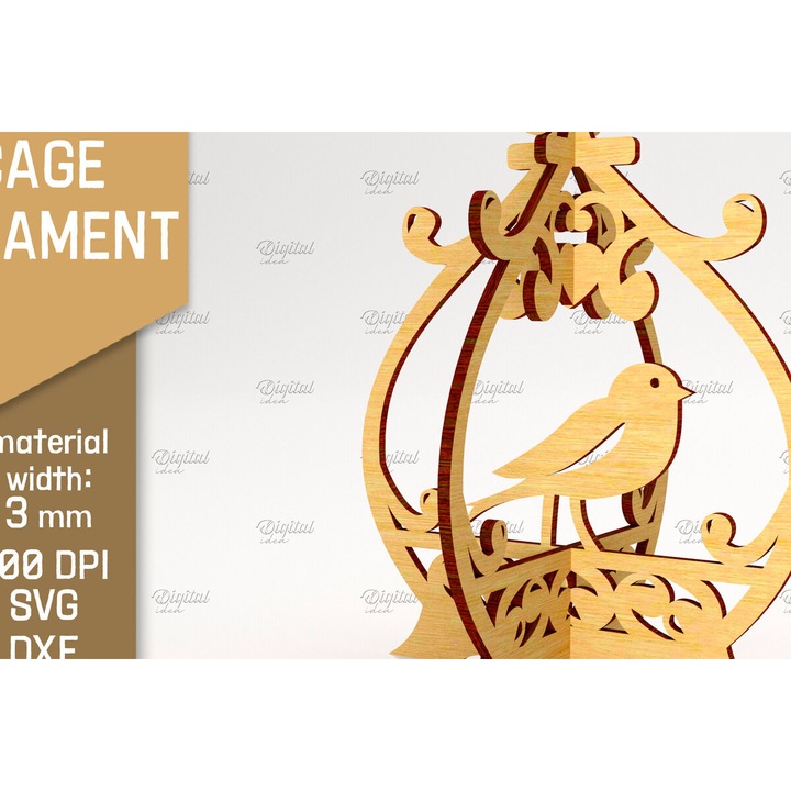 Stolidi tridimensional pentru cloubi poulion, Intrahome, 8x8 cm, din plywood 3mm-4mm, ideal pentru decoratiuni si proiecte DIY