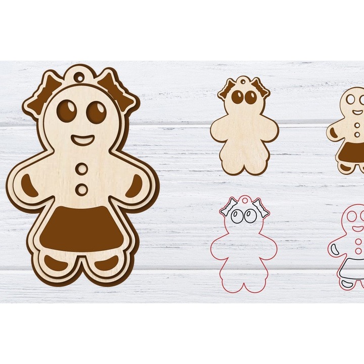 Cercei de Craciun din lemn, Intrahome, 3x3 cm, set cu 2 straturi, pentru decoratiuni si proiecte DIY