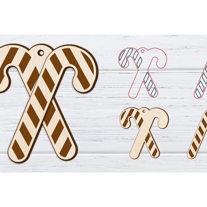 Cercei de Craciun din lemn, Intrahome, 3x3 cm, set cu 2 straturi, pentru decoratiuni si proiecte DIY