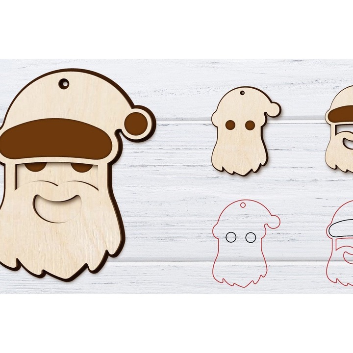 Cercei de Craciun din lemn, Intrahome, 3x3 cm, set cu 2 straturi, pentru decoratiuni si proiecte DIY