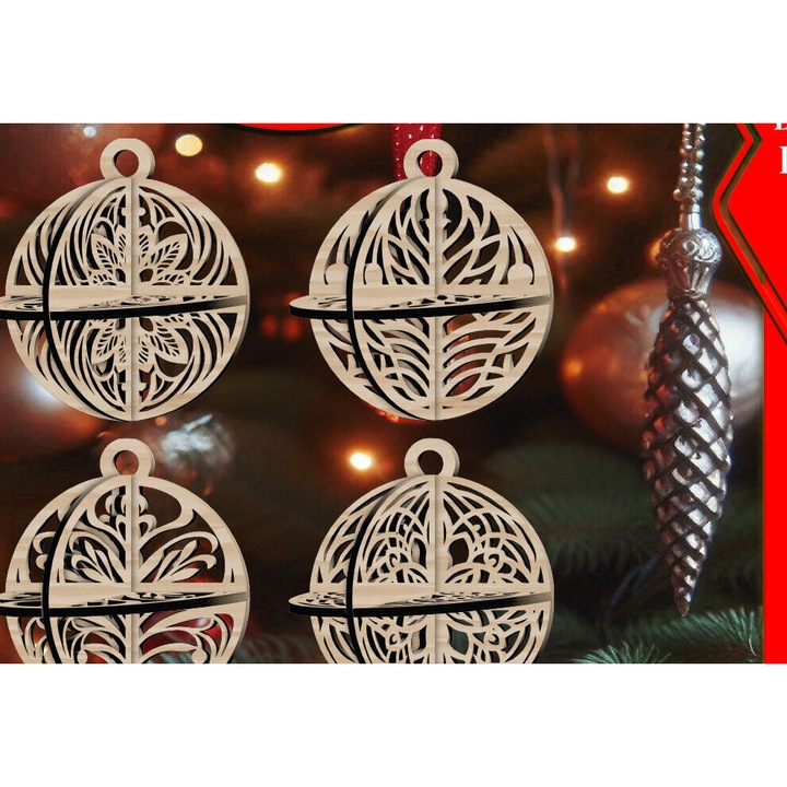 Set Trisdiastato Christougenniatikon Mpalon, Intrahome, 1x1 cm, Plywood 3mm-4mm, pentru decoratiuni si proiecte DIY